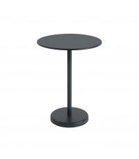 Stolik kawiarniany LINEAR STEEL CAFÉ TABLE Ø70 cm MUUTO - wys. 95 cm, black/metal, na zewnątrz