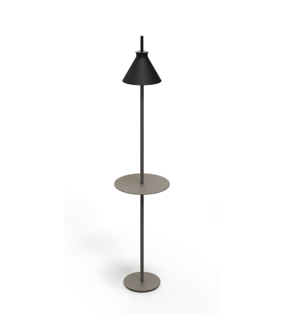 Lampa podłogowa Totana Pott - Ø20, czarna, wersja ze stolikiem