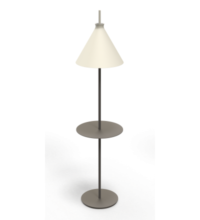 Lampa podłogowa Totana Pott - Ø35, biała, wersja ze stolikiem