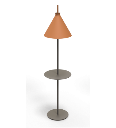 Lampa podłogowa Totana Pott - Ø35, czerwona (ciemna terakota), wersja ze stolikiem