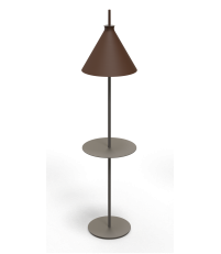 Lampa podłogowa Totana Pott - Ø35, brązowa, wersja ze stolikiem