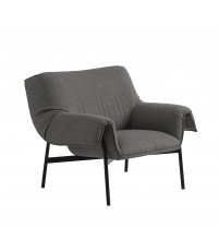 Fotel tapicerowany Wrap Lounge chair MUUTO - tkanina Sabi 151, czarna podstawa