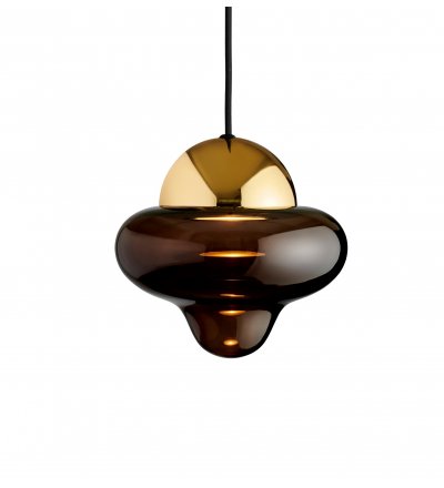 Lampa wisząca Nutty Design By Us - Ø 18,5 cm, brązowe szkło ze złotą kopułą