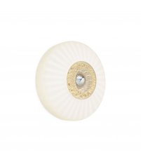 Kinkiet/ plafon New Wave Opal z Eyeball Design By Us - Ø 26 cm, mleczne szkło, srebrna krawędź, biała podstawa