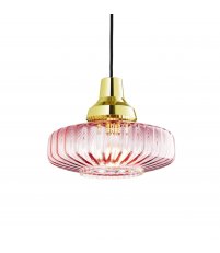Lampa wisząca New Wave Design By Us - Ø 26 cm, zaróżowione szkło, złota krawędź i oprawka