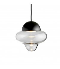 Lampa wisząca Nutty Design By Us - Ø 18,5 cm, transparentne szkło z czarną kopułą