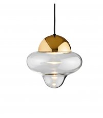 Lampa wisząca Nutty Design By Us - Ø 18,5 cm, transparentne szkło ze złotą kopułą