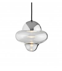 Lampa wisząca Nutty Design By Us - Ø 18,5 cm, transparentne szkło z chromowaną kopułą