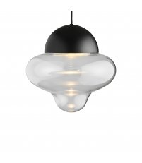Lampa wisząca Nutty XL Design By Us - Ø 30 cm, transparentne szkło z czarną kopułą