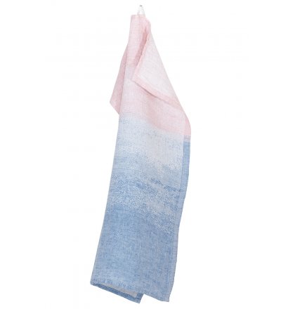 Lniany ręcznik kąpielowy SAARI Lapuan Kankurit -  95 x 180 cm, różowo-niebieski