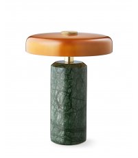 Lampa bezprzewodowa Trip Design By Us - zielony marmur z bursztynowym kloszem, na zewnątrz