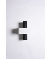 Kinkiet Hossa ENOstudio - czarna marmurowa baza/ biały bawełniany klosz