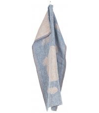 Lniany ręcznik kąpielowy HIETSU Lapuan Kankurit -  95 x 180 cm, niebiesko-cynamonowy