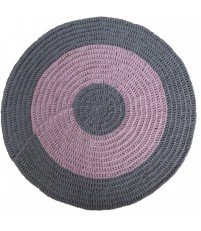Dywan dziergany szaro-różowy - średnica 130 cm