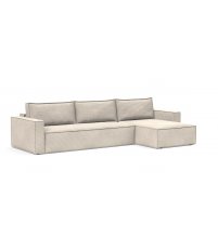 Sofa rozkładana Newilla z szezlongiem Innovation Living - tkanina 594 Corduroy Ivory