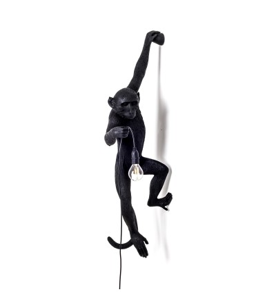 Kinkiet Monkey Seletti - wersja wisząca na lewej rączce, czarna, na zewnątrz