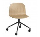 Krzesło obrotowe na kółkach VISU Wide Chair Muuto - naturalny dąb