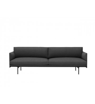 Sofa 3-osobowa OUTLINE MUUTO - czarna podstawa, różne kolory