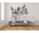 Tapeta / mural FOX LYNX ONWALL - czarno-biała, 2x2m