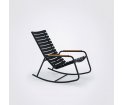 Krzesło bujane CLIPS Rocking Chair HOUE - z bambusowymi podłokietnikami i czarną ramą, różne kolory, na zewnątrz