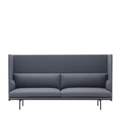 Sofa 3-osobowa OUTLINE HIGHBACK MUUTO - czarna podstawa, tkanina Remix