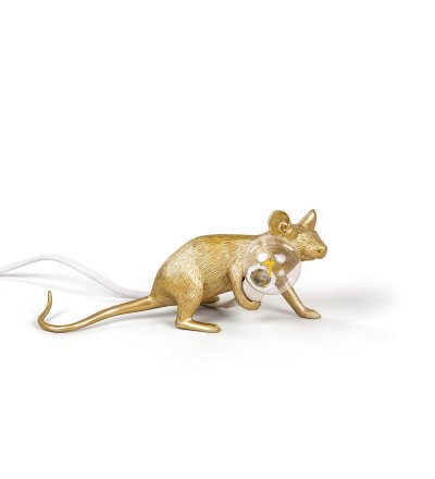 Lampa Mouse Gold Seletti - wersja leżąca, złota