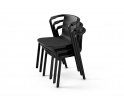 Krzesło SARNA Nurt - antracytowe, długie podłokietniki, skóra antracytowa