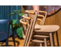 Krzesło SARNA Nurt - dąb lakierowany, krótkie podłokietniki, skóra naturalna
