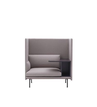 Sofa 1-osobowa OUTLINE HIGHBACK WORK MUUTO - RIGHT, czarna podstawa, różne kolory