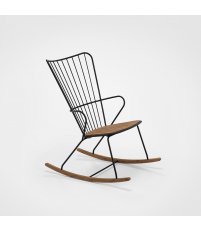 Krzesło bujane PAON Rocking Chair HOUE - z bambusowym siedziskiem, różne kolory ramy, na zewnątrz