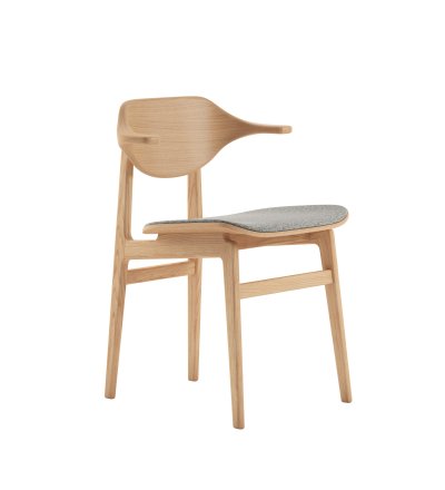 Krzesło tapicerowane Buffalo Dining Chair NORR11 - kolekcja tkanin Re-Wool, naturalna dębina