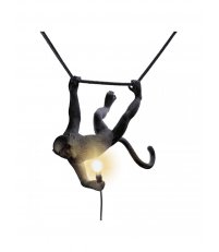 Lampa Monkey Seletti - wersja wisząca, małpka huśtająca się, czarna, na zewnątrz