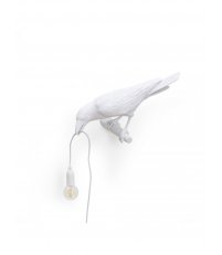 Kinkiet Bird Seletti - biały kruk patrzący w lewo, wersja do wnętrz