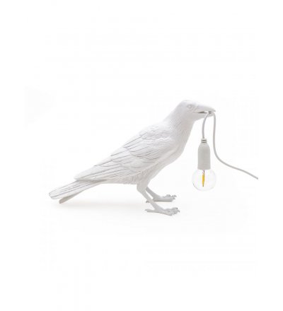Lampa stołowa Bird Seletti - biały kruk czekający/stojący, wersja do wnętrz