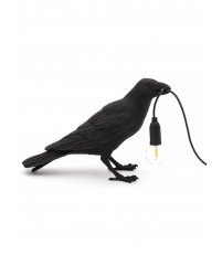 Lampa stołowa Bird Seletti - czarny kruk czekający/stojący, wersja do wnętrz oraz na zewnątrz