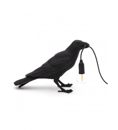 Lampa stołowa Bird Seletti - czarny kruk czekający/stojący, wersja na zewnątrz