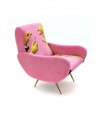 Fotel tapicerowany Seletti - wzór Pink Lipsticks