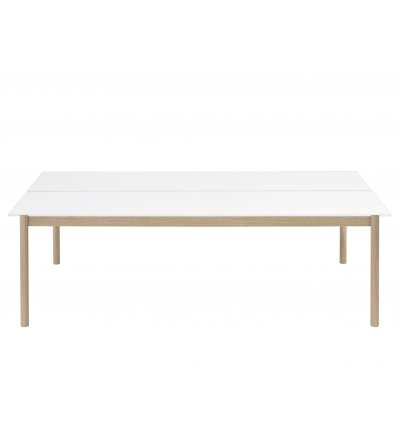 Stół biurowy Linear System Table Muuto - biały blat z laminatu/ABS, dębowa podstawa
