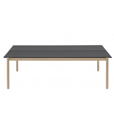 Stół biurowy Linear System Table Muuto - czarny blat z nanolaminatu/ABS, dębowa podstawa