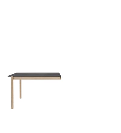 Moduł końcowy stołu biurowego Linear System End Module Muuto - 142x120cm, czarny blat z nanolaminatu/ABS, dębowa podstawa