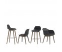 Krzesło na drewnianej podstawie Fiber Side Chair Wood Base Muuto - bladozielone/ nogi ciemnobrązowe