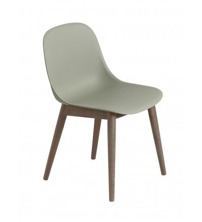 Krzesło na drewnianej podstawie Fiber Side Chair Wood Base Muuto - bladozielone/ nogi ciemnobrązowe