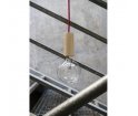 Lampa wisząca Loft Eco Line B drewniana - kabel w różowym oplocie