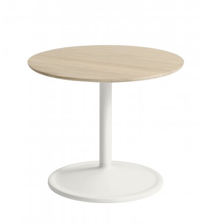 Stolik Soft Side Table - Ø48 cm H40 cm, lita dębina/ off-white