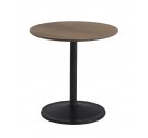 Stolik Soft Side Table - Ø48 cm H48 cm, przydymiona lita dębina/ czarna podstawa