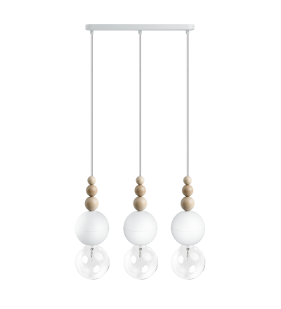 Lampa Loft Bala 3L Kolorowe Kable - biała strukturalna, kabel w oplocie biała perła