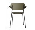 Krzesło Co Dining Menu - wersja z tworzywa, z podłokietnikami, czarno-oliwkowa