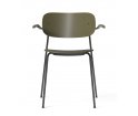 Krzesło Co Dining Menu - wersja z tworzywa, z podłokietnikami, czarno-oliwkowa