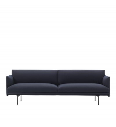 Sofa 3-osobowa OUTLINE MUUTO - czarna podstawa, tkanina Vidar 554