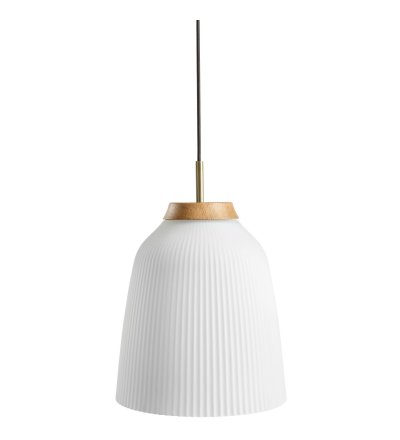 Lampa wisząca Campa Bolia - Ø27 cm, biała z mosiężnym detalem